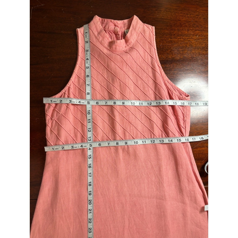 Kiko Womens VTG Linen Midi Dress S Sleeveless Coastal Minimalist Pastel Summer - Picture 5 of 6